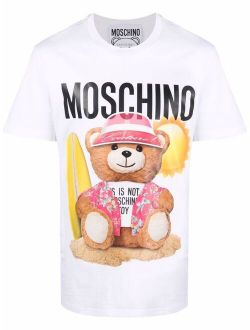 teddy bear print cotton T-shirt