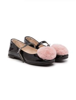Kids pom pom-detail ballerina shoes