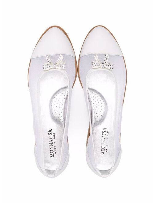 Monnalisa TEEN bow-detail ballerina shoes