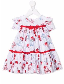 cherry-print ruffled dress