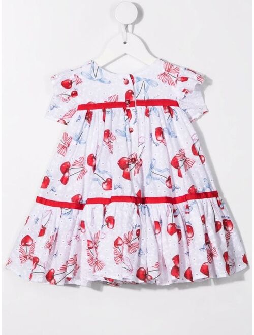 Monnalisa cherry-print ruffled dress