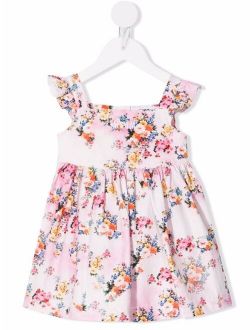 Kids floral-print ruffled-sleeves dress