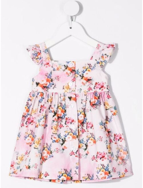 MSGM Kids floral-print ruffled-sleeves dress