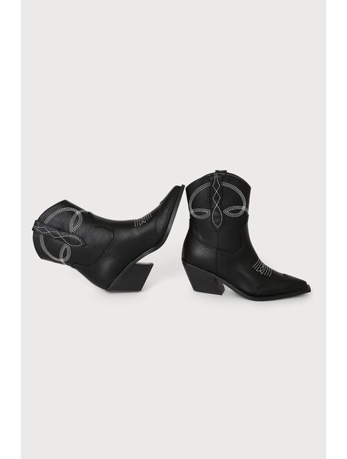 Billini Udel Black Pointed-Toe Mid-Calf Western Boots