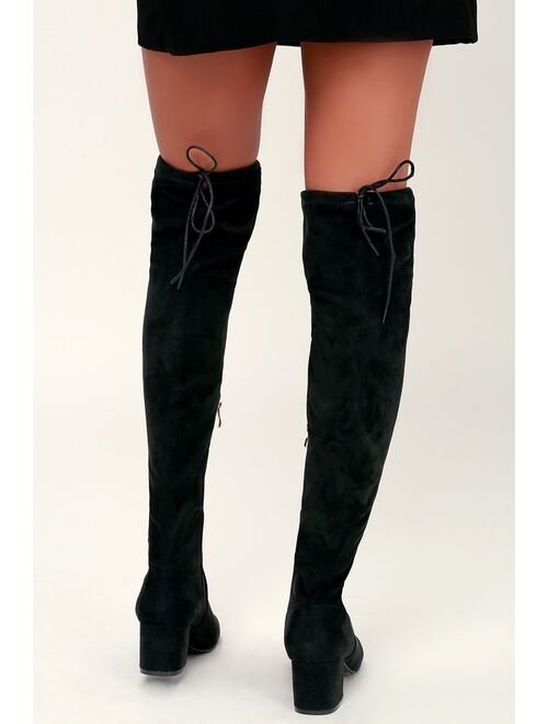 Lulus Di Black Suede Over the Knee Boots