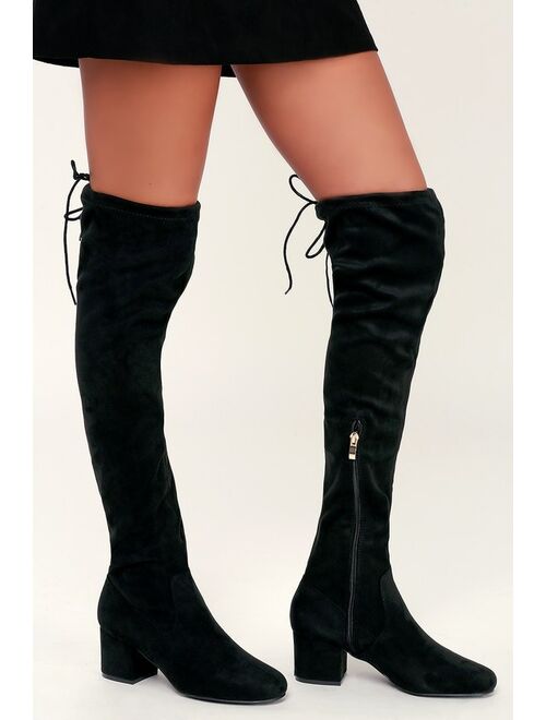 Lulus Di Black Suede Over the Knee Boots