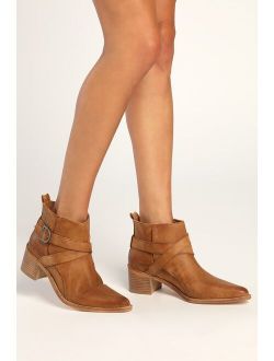 Back Loop Washed Tan Suede Ankle Boots