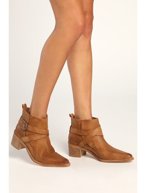 Free People Back Loop Washed Tan Suede Ankle Boots