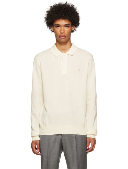 Buy Polo Ralph Lauren Off-White Textured Knit Polo online | Topofstyle