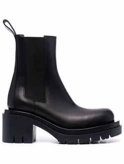 Lug block-heel ankle boots