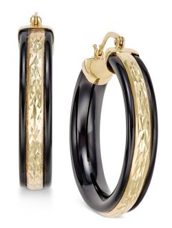 MACY'S Onyx Hoop Earrings (26 ct. t.w.) in 14k Gold