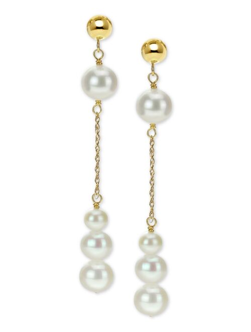 MACY'S Cultured Freshwater Pearl Dangle Drop Earrings (4-8mm) in 14k Gold