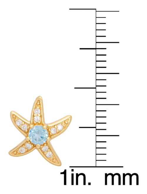 MACY'S Blue Topaz (1/5 ct. t.w.) & Lab-Created White Sapphire (1/5 ct. t.w.) Starfish Stud Earrings in 14k Gold-Plated Sterling Silver