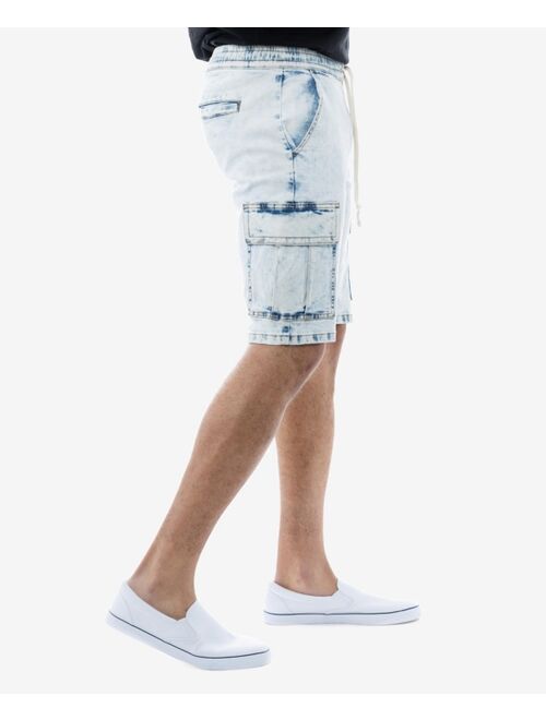 X-Ray Men's Cargo Pockets Elastic Waist Drawstring Denim Shorts