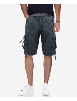 X-Ray Men's Belted Twill Tape Detail Cargo Short