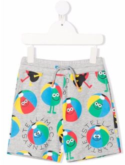 Kids ball-print sustainable cotton shorts