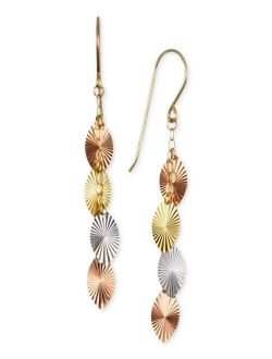 MACY'S Tri-Color Swiss-Cut Drop Earrings in 10k Yellow, White and Rose Gold