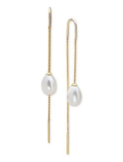 COLLECTION EFFY Cultured Freshwater Pearl (10 x 7mm) Threader Earrings in 14k Gold