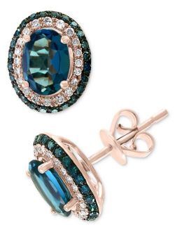 COLLECTION EFFY London Blue Topaz (2-1/6 ct. t.w.) & Diamond (3/8 ct. t.w.) Stud Earrings in 14k Rose Gold
