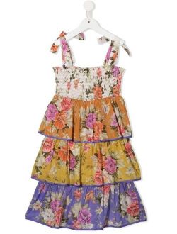 Kids Pattie tiered floral-print dress
