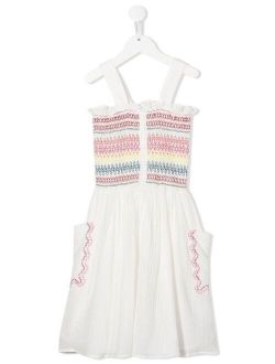 Kids woven smock-detail dress