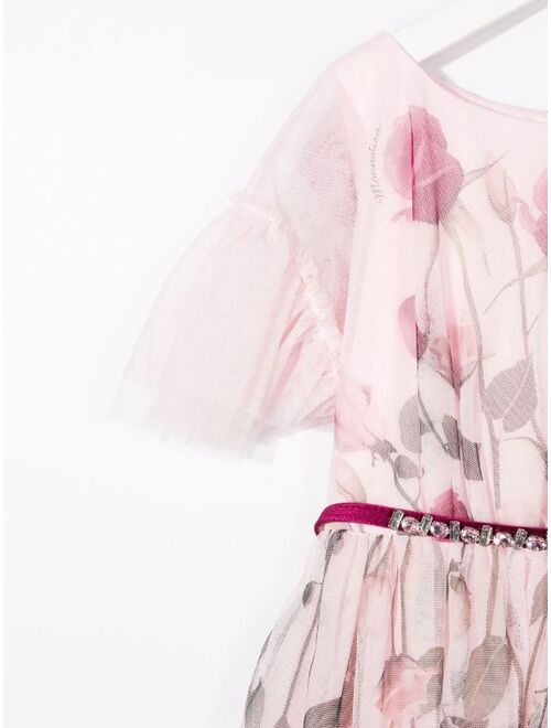 Monnalisa crystal-embellished belt dress
