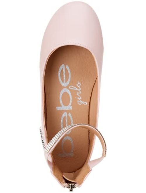bebe Girls' Shoes - Ballet Flats with Rhinestone Studded Ankle Straps (Toddler/Girl)
