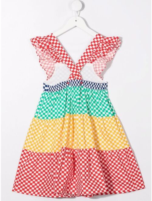 Stella McCartney Kids check-print colour-block dress