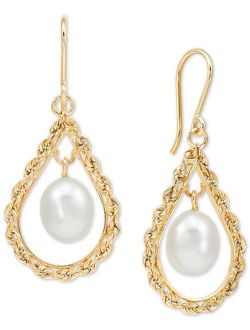 MACY'S Cultured Freshwater Pearl (8-8-1/2mm) Drop Earrings in 10k Gold