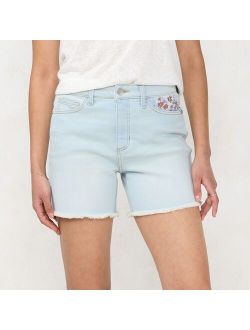 Women's LC Lauren Conrad Embroidered Super High-Rise Cut-Off Denim Shorts