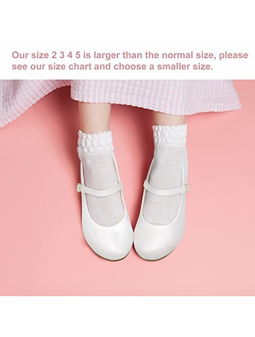 MIXIN Girls Mary Jane Dress Shoes - Princess Ballerina Flats Low Heels for School Party Wedding, Back to School Shoes for Girls (Little Kid/Big Kids)