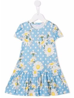 daisy print spotted dress