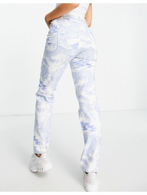 ASOS DESIGN 90s straight jeans in dragon print
