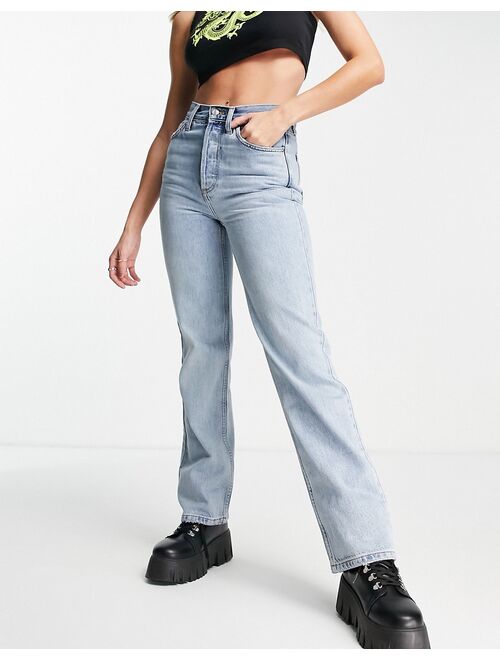 Topshop kort cotton blend jeans in bleach - LBLUE
