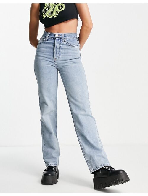 Topshop kort cotton blend jeans in bleach - LBLUE