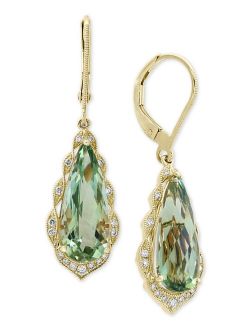 COLLECTION EFFY Green Quartz (5-9/10 ct. t.w.) & Diamond (1/6 ct. t.w.) Drop Earrings in 14k Gold
