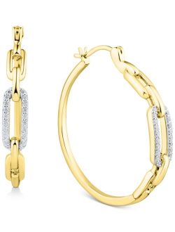 MACY'S Diamond Pavé Chain Link Hoop Earrings (1/6 ct. t.w.) in 14k Gold-Plated Sterling Silver