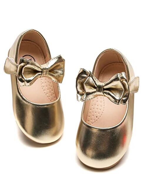 DADAWEN Girls Mary Jane Dress Shoes Front Bow Ballerina Flats Princess Wedding Party School Shoes (Toddler/Little Kid/Big Kid)