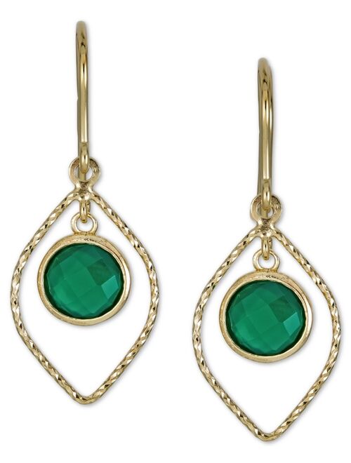 MACY'S Green Agate Orbital Drop Earrings (3-3/8 ct. t.w.) in 14k Gold-Plated Sterling Silver