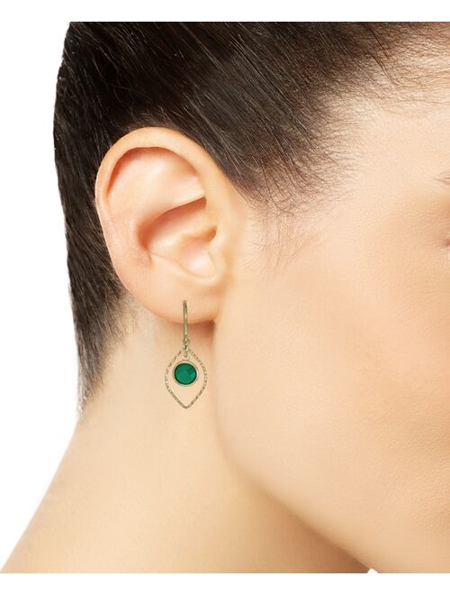 MACY'S Green Agate Orbital Drop Earrings (3-3/8 ct. t.w.) in 14k Gold-Plated Sterling Silver