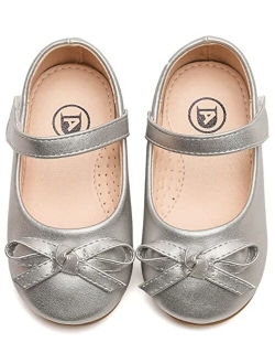 kkdom Girl's Dress Shoes Cute Bow Mary Jane Flats School Uniform Shoes (Toddler/Little Kid/Big Kid)