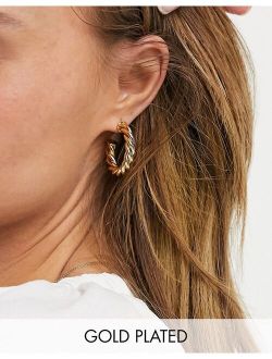 14k gold plated twist hoop earrings