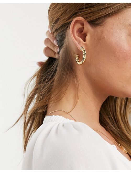 ASOS DESIGN 14k gold plated twist hoop earrings