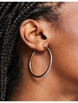 crystal edge hoops earrings in gold tone