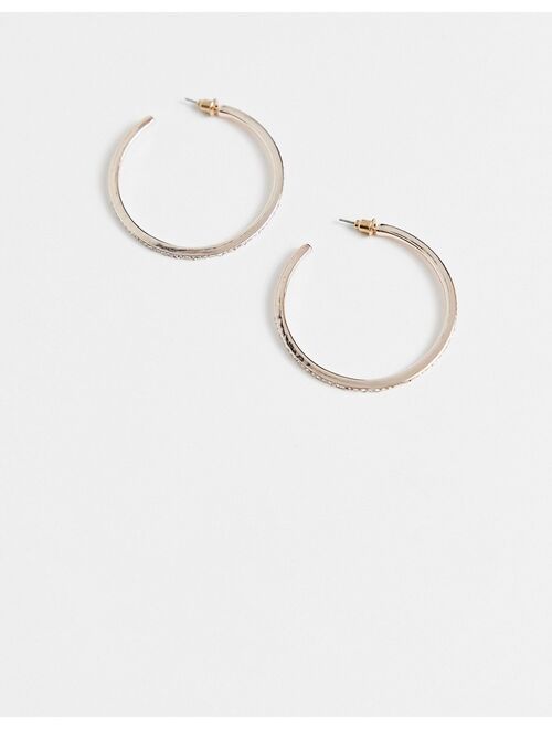 River Island crystal edge hoops earrings in gold tone