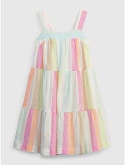 Toddler Linen-Cotton Tiered Stripe Dress