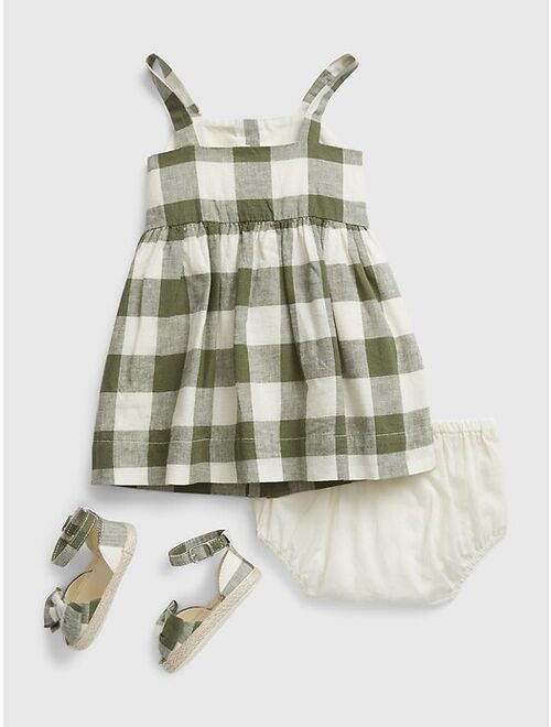 Gap Baby Linen-Cotton Plaid Dress and Shoe Set