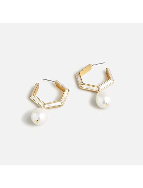 J.Crew Mother-of-pearl triangle prism hoop earrings