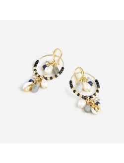 Beaded mixed-stone charm earrings