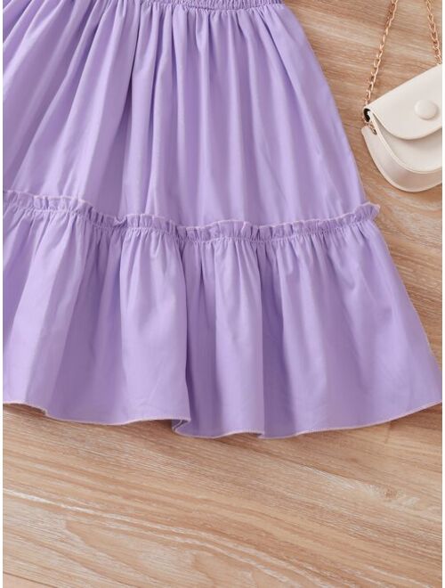 Shein Toddler Girls Shirred Ruffle Trim Dress